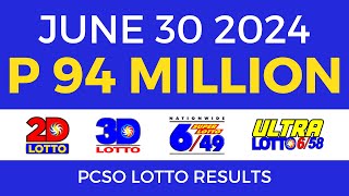 Lotto Result Today 9pm June 30 2024  PCSO Complete [upl. by Norval]