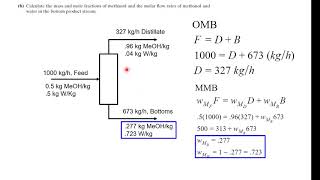 412 Distillation Mass Balance Chemical Engineering Homework Problem Solution [upl. by Nama]