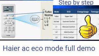 haier ac remote eco mode and full demo haier haierremotedemo haierecomodedemo coolingac [upl. by Nitaj]