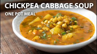 CHICKPEA CABBAGE SOUP Recipe  ONE POT Vegetarian And Vegan Meals [upl. by Nwavahs219]