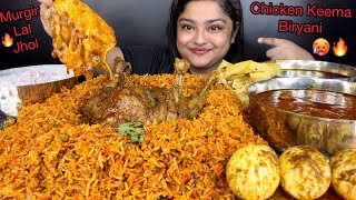 CHICKEN KEEMA BIRYANI WITH MURGIR LAL LAL JHOL SPICY EGG CURRY SPICY CHICKEN CURRY amp RAITA  ASMR [upl. by Marlin]