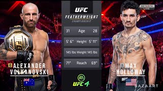 ALEXANDER VOLKANOVSKI VS MAX HOLLOWAY 3 FULL FIGHT UFC 276 [upl. by Aicelaf]