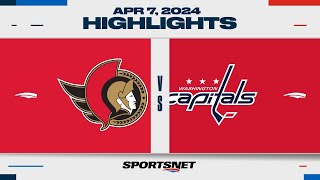 NHL Highlights  Senators vs Capitals  April 7 2024 [upl. by Haodnanehs]