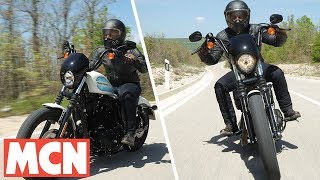 Harley Iron 1200 and FortyEight  First Ride  Motorcyclenewscom [upl. by Einafets]