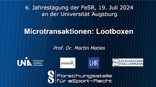 6 Jahrestagung der FeSR 2024  Microtransaktionen Lootboxen Prof Dr Martin Maties FeSR [upl. by Frodine]