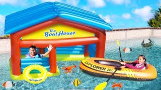 Wendy Pretend Play with Inflatable Boat Playhouse Kids Toys [upl. by Irrok]