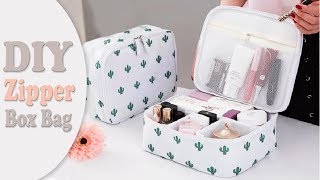 DIY ORGANIZER ZIPPER BOX BAG NO SEW  Travel Bag Design Tutorial [upl. by Eselrahc]