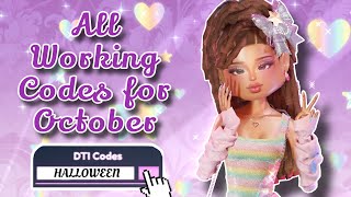 ALL WORKING DRESS TO IMPRESS CODES 👗  October  DTI Roblox 👗🛍️ [upl. by Selbbep]