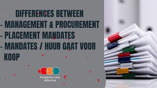 Differences Between Management amp Procurement  Placement Mandates  Mandates  Huur gaat voor koop [upl. by Llenwahs]