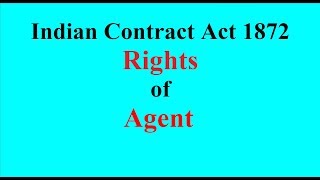 Rights of Agent in Contract of Agency  RightsDutiesLiabilities of Agent Indian Contract Act 1872 [upl. by Minette]