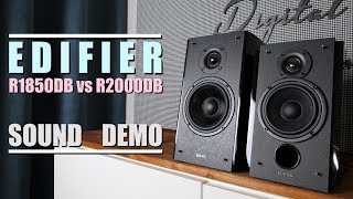 Edifier R1850DB vs Edifier R2000DB  Sound Demo w Bass Test [upl. by Esojnauj]