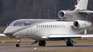 Dassault Falcon 7X quotMini Banditquot LXMES Take Off at Bern Airport [upl. by Akeber]