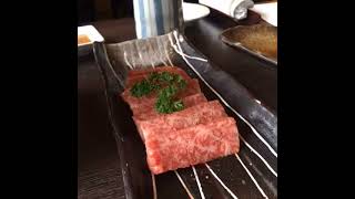 Cooking Kagoshima Wagyu Beef on a Hot Stone [upl. by Elleda]