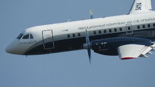 The best of turboprop sound Ilyushin Il114 passing overhead at takeoff power mode [upl. by Neirb]