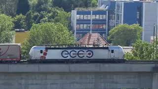 193 890 ECCO mit MARS Kombiverkehr auf dem Viadukt StuttgartMünster in Richtung Kornwestheim [upl. by Gertrud]