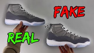 REAL VS FAKE NIKE AIR JORDAN 11 COOL GREY SNEAKER COMPARISON [upl. by Dnama]