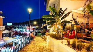 Moraitika night street life Corfu Island summer Greece 4K 2022 [upl. by Mic]