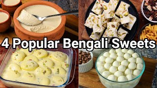 4 Bengali Sweets Desserts you should try in 2022  Popular Bengali Dessert Recipes  Milk Desserts [upl. by Burrton]