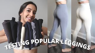 COMPARING POPULAR LEGGING BRANDS Lululemon NVGTN Set Active Gymshark and more [upl. by Lyram833]