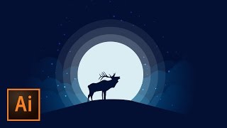 Animal Silhouette Moonlight Vector Illustration  Illustrator Tutorial [upl. by Akinek353]