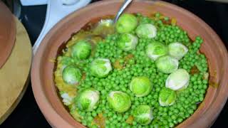 Tagine recipe Brussells Sprouts amp Green Peas Vegan amp Vegatarian friendly [upl. by Fredkin]