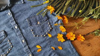 Dica de CUSTOMIZAÇÃO com PedrariaBásicoCamisa Jeans – Lilian Moretto [upl. by Artapoelc]