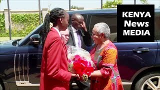 MARGARET KENYATTA ARRIVAL AT BROOKHOUSE TO OPEN LIBRARY AND RESOURCE [upl. by Limoli380]