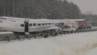 Plane makes hard landing on Loudoun County Parkway outside Dulles Airport [upl. by Hephzipah]