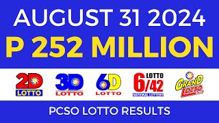 Lotto Result Today 9pm August 31 2024  PCSO Complete [upl. by Naujej455]