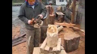 Chainsaw Carving  4 Minute Bear [upl. by Eyatnod]