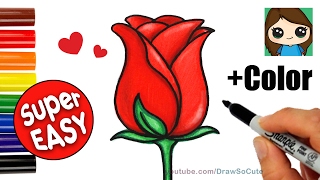 How to Draw  Color a Rose Super EASY Realistic [upl. by Erusaert]