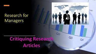 Critiquing Research Articles [upl. by Eustasius]