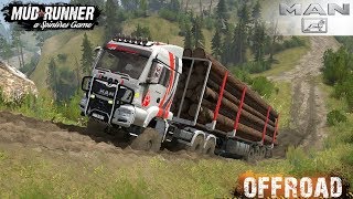 Spintires MudRunner  MAN 6x6 Timber Truck Offroad Driving through Forest and Hilly Roads [upl. by Nilyad]