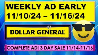 DOLLAR GENERAL WEEKLY AD COMPLETE AD 111024  111624 [upl. by Fanni]