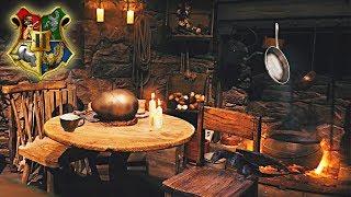 Hagrids Hut ASMR ⚡ Harry Potter Ambience 🥚 Dragon egg 🔥 Cozy Fire 🍵 Warm Tea [upl. by Aivatal]