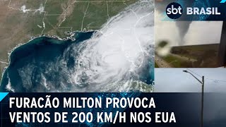 Milton antes da chegada do furacão na Flórida tornados devastam cidade  SBT Brasil 091024 [upl. by Adnylam]