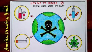 International Day against drug abuse drawing  Say No to drugs poster  Anti Drug Day Drawing Easy [upl. by Odelle]