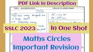 Ch4 Maths CIRCLES Important Revision for SSLC Exam 2023 sslc2023 boardexam rapidrevisionseries [upl. by Dnalyag]