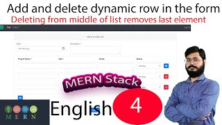 How to manage dynamic form in react  Add and delete dynamic row in the form in react in English [upl. by Aprilette697]