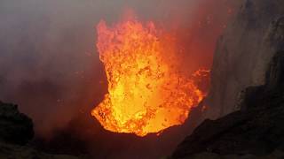 Yasur Volcano 2019  Lava Explosions amp Drone Descent Into Crater [upl. by Irianat]