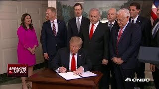 President Trump signs proclamation recognizing Israels sovereignty over the Golan Heights [upl. by Panthia]