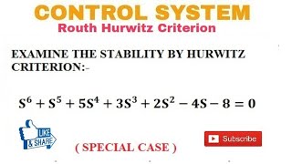 16 Routh Hurwitz Criterion in Control System Example [upl. by Araccat]