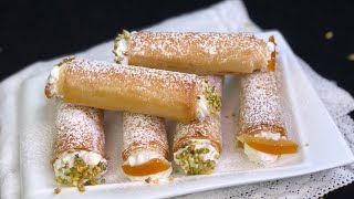 Cannoli di pasta fillo con crema di ricotta SENZA COTTURA PRONTI IN 5 MINUTI 😍 [upl. by Amathist]