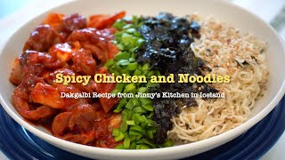 Spicy Chicken and Noodles  Dakgalbi Recipe from Jinnys Kitchen in Iceland  서진이네2 [upl. by Nahc]