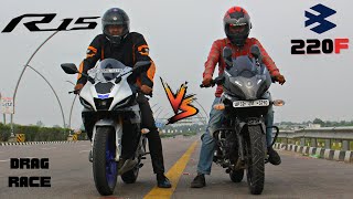 Pulsar 220F Legend vs Yamaha R15m Drag Race [upl. by Limaj766]