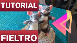 CÓMO HACER RATONCITO CON FIELTRO AGUJADO LANA  VELLÓN  how to make mouse needle felting TUTORIAL [upl. by Kentiga]