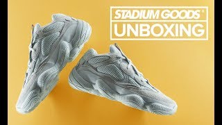 adidas Yeezy 500 quotSaltquot  Stadium Goods Unboxing [upl. by Ehtyde840]