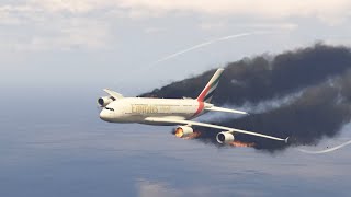 Airbus A380 Biggest Passenger Plane Crashed Due to Engine Failed In Sea  GTA 5 Live Streaming [upl. by Ttenaej620]