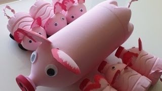 DIY Recycled Art and Crafts Ideas for Kids How to Make Pigs Family from Plastic Bottles [upl. by Aicul]