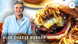 BEST BURGER RECIPE Caramelised Onion amp Blue Cheeseburger [upl. by Adnoluy]